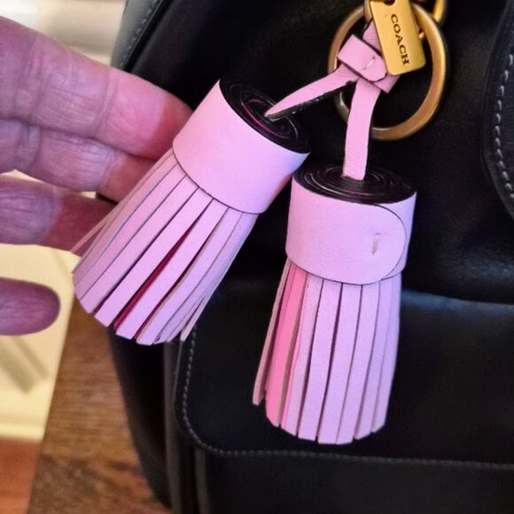 Coach Pink Remade Colorblock Tassel Bag Charm - Rare Item - - Picture 4 of 6